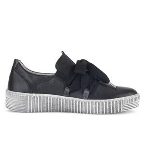 Women's Gabor Bow Platform Slip On Sneaker Megan Schwarz Black Leather Size 8